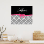 Aangepaste naam grijs marokcan patroon roze glitte poster (Keuken)