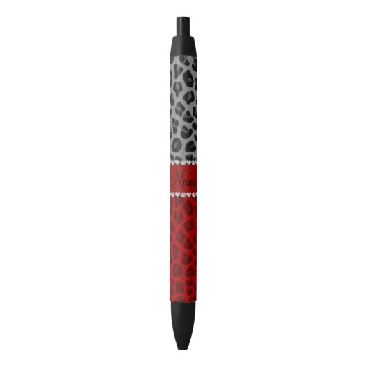Aangepaste naam grijs rood luippatroon zwarte inkt pen (Voorkant Verticaal)