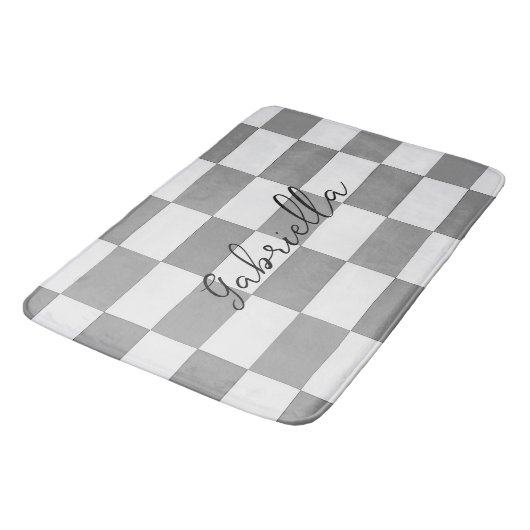 Aangepaste naam grijze blokken patroon badmat (Gekanteld)