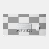 Aangepaste naam grijze blokken patroon bureaumat (Keyboard & Muis)