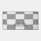 Aangepaste naam grijze blokken patroon bureaumat (Voorkant)