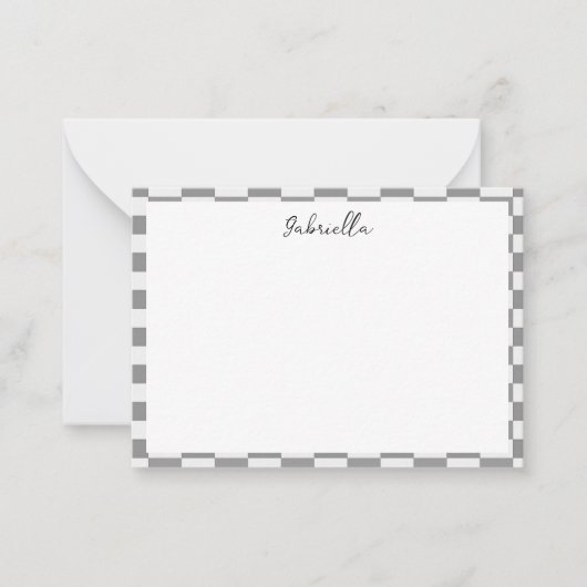 Aangepaste naam grijze blokken patroon notitiekaartje (Voorkant)