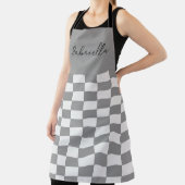 Aangepaste naam grijze blokken patroon schort (Insitu)