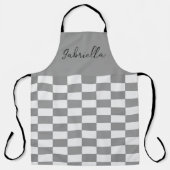 Aangepaste naam grijze blokken patroon schort (Voorkant)