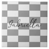 Aangepaste naam grijze blokken patroon tegeltje (Voorkant)