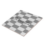 Aangepaste naam grijze blokken patroon tegeltje (Zijkant)