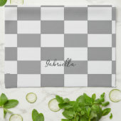 Aangepaste naam grijze blokken patroon theedoek (Gevouwen)