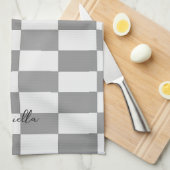 Aangepaste naam grijze blokken patroon theedoek (Quarter Fold)