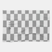 Aangepaste naam grijze blokken patroon theedoek (Horizontaal)