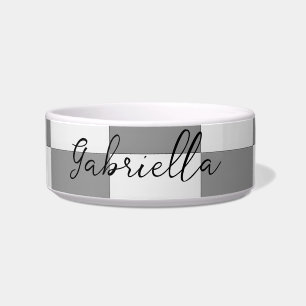 Aangepaste naam grijze blokken patroon voerbakje