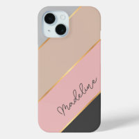 Aangepaste naam grijze pasta Coral Blush Pink Stri