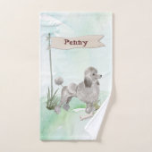 Aangepaste naam Grijze Poodle Huisdier Hond Bad Handdoek (Handdoek)