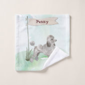 Aangepaste naam Grijze Poodle Huisdier Hond Bad Handdoek (Wasdoekje)