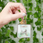 Aangepaste naam Grijze Poodle Huisdier Hond Sleutelhanger (Hand)