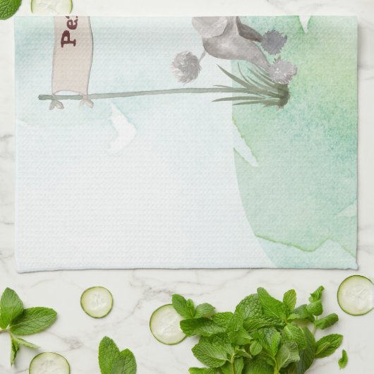 Aangepaste naam grijze portaalpagina theedoek (Gevouwen)