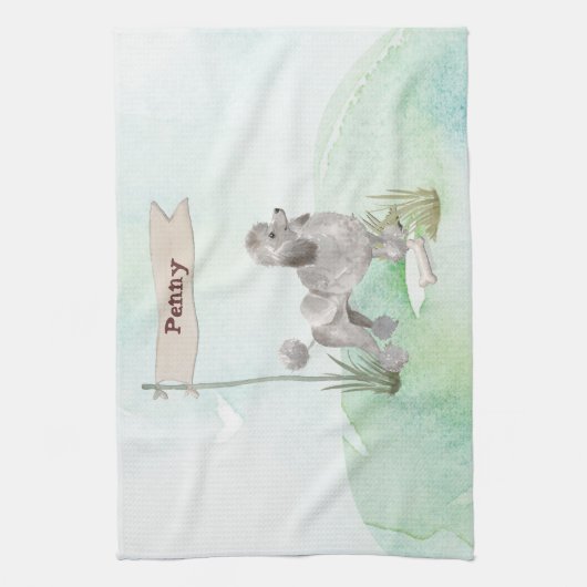 Aangepaste naam grijze portaalpagina theedoek (Verticaal)