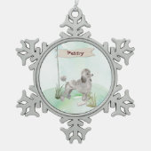 Aangepaste naam grijze portaalpagina tin sneeuwvlok ornament (Voorkant)