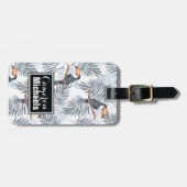 Aangepaste naam grijze toucan bagagelabel (Voorkant horizontaal)