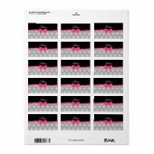 Aangepaste naam grijze vochtige roze glitterboog etiket (Full Sheet)