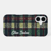 Aangepaste naam groen en rood geruit iPhone 16 hoesje (Achterkant horizontaal)