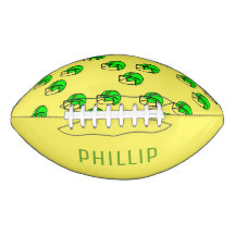 Aangepaste naam groen footballs helm geel