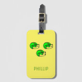 Aangepaste naam groen footballs helm geel bagagelabel (Voorkant (verticaal))