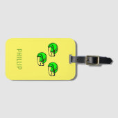 Aangepaste naam groen footballs helm geel bagagelabel (Voorkant (horizontaal))