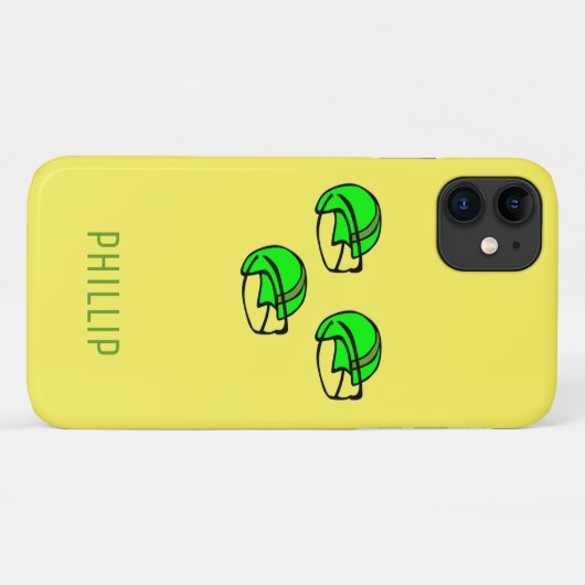 Aangepaste naam groen footballs helm geel Case-Mate iPhone case (Achterkant (horizontaal))