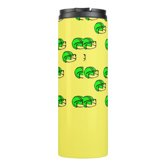 Aangepaste naam groen footballs helm geel thermosbeker (Achterkant)