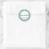 Aangepaste naam | Groen geruit | Vrolijk kerstfees Ronde Sticker (Tas)