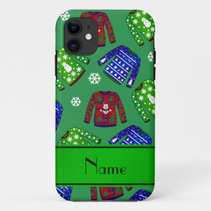 Aangepaste naam groen geveesdroogd kerstfeest Case-Mate iPhone case