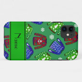 Aangepaste naam groen geveesdroogd kerstfeest Case-Mate iPhone case (Achterkant (horizontaal))