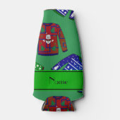Aangepaste naam groen geveesdroogd kerstfeest flesjeskoeler (Voorkant)