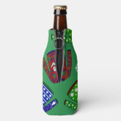 Aangepaste naam groen geveesdroogd kerstfeest flesjeskoeler (Fles Achterkant)