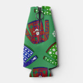 Aangepaste naam groen geveesdroogd kerstfeest flesjeskoeler (Achterkant)