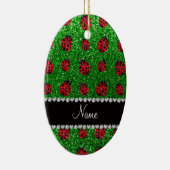 Aangepaste naam groen glitter ladybug keramisch ornament (Rechts)