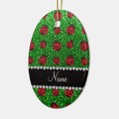 Aangepaste naam groen glitter ladybug keramisch ornament (Links)