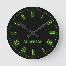 Aangepaste naam Groen Zwart Klassiek Elegant Roman Ronde Klok