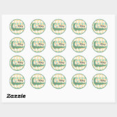 Aangepaste naam groene alligator met zeemeeuwstipp ronde sticker (Vel)