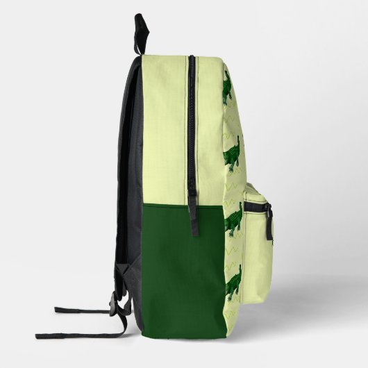 Aangepaste naam groene alligator op geel bedrukte rugzak (Links)