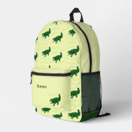 Aangepaste naam groene alligator op geel bedrukte rugzak