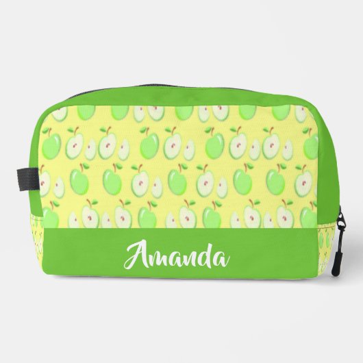 Aangepaste naam groene appels geel toilettasje (Voorkant)