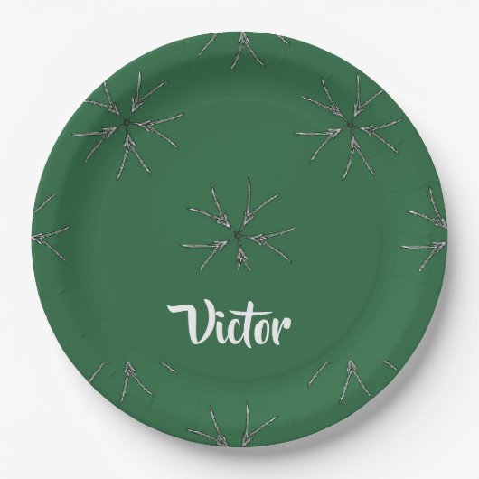 Aangepaste naam groene bloei papieren bordje (Voorkant)