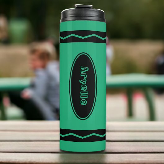 Aangepaste naam Groene Crayon Travel Mug Drink Tum Thermosbeker