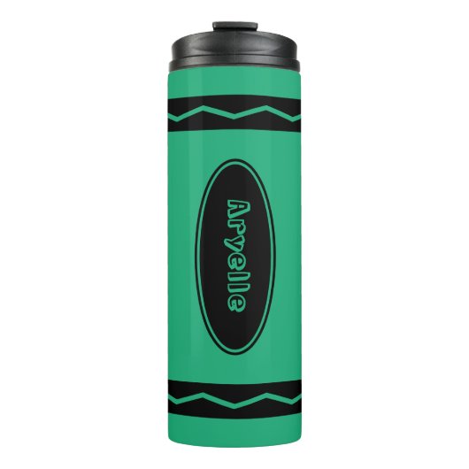 Aangepaste naam Groene Crayon Travel Mug Drink Tum Thermosbeker (Voorkant)