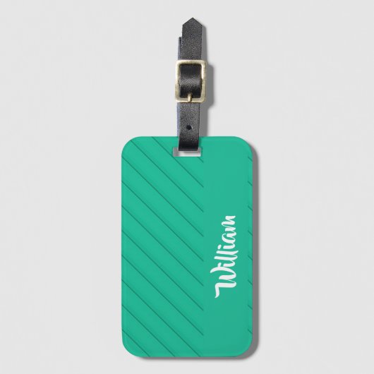 Aangepaste naam groene diagonale plastic textuur bagagelabel (Voorkant (verticaal))