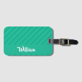 Aangepaste naam groene diagonale plastic textuur bagagelabel
