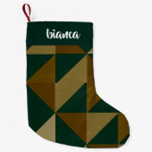 Aangepaste naam groene en bruine vormen kleine kerstsok (Voorkant)