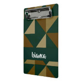 Aangepaste naam groene en bruine vormen mini klembord (Angled2)