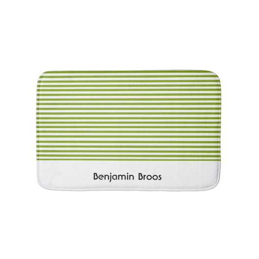 Aangepaste naam groene en witte strepen badmat (Voorkant)
